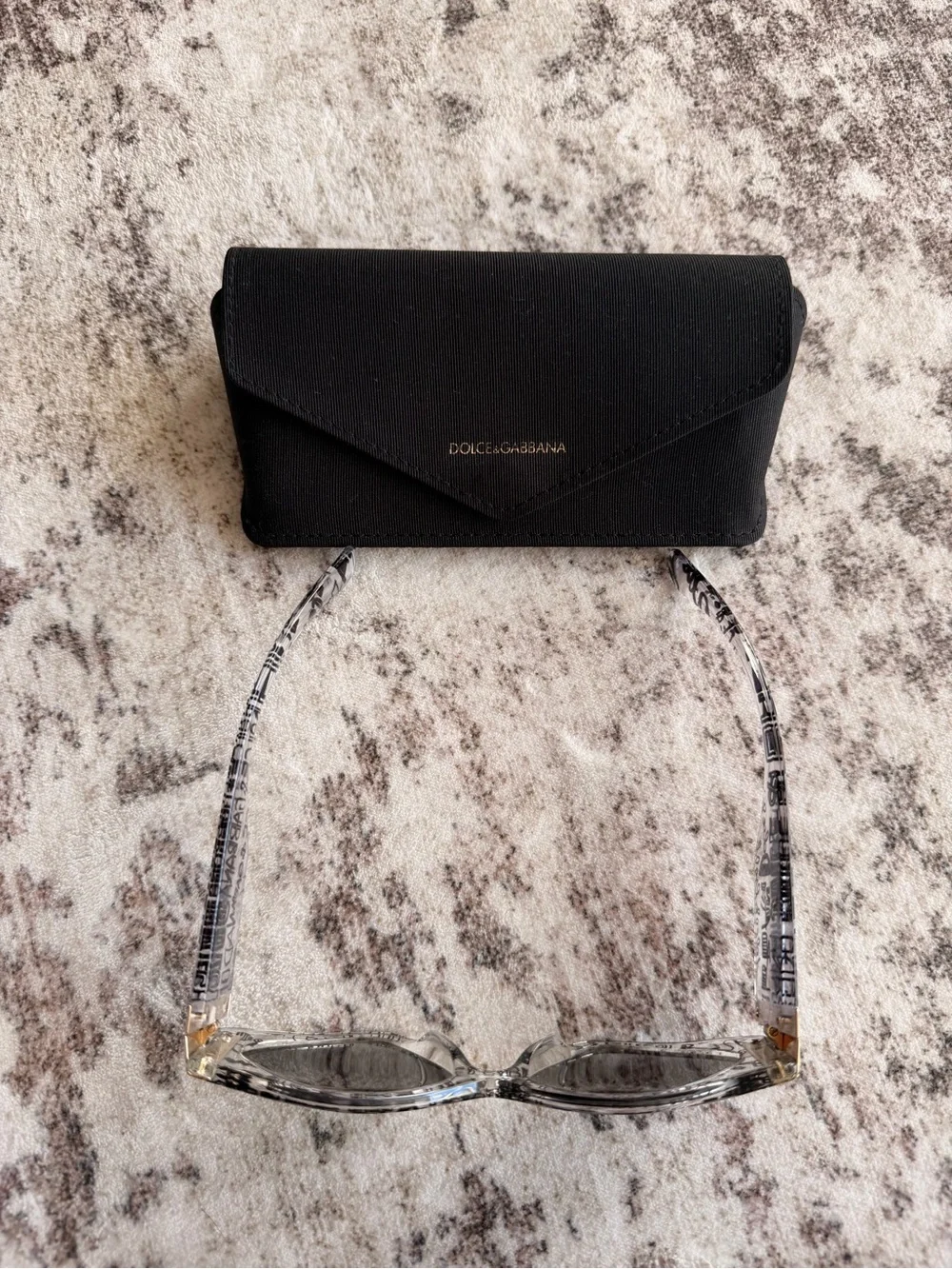 Dolce & Gabbana Black and Gold Logo Cat-Eye Sunglasses